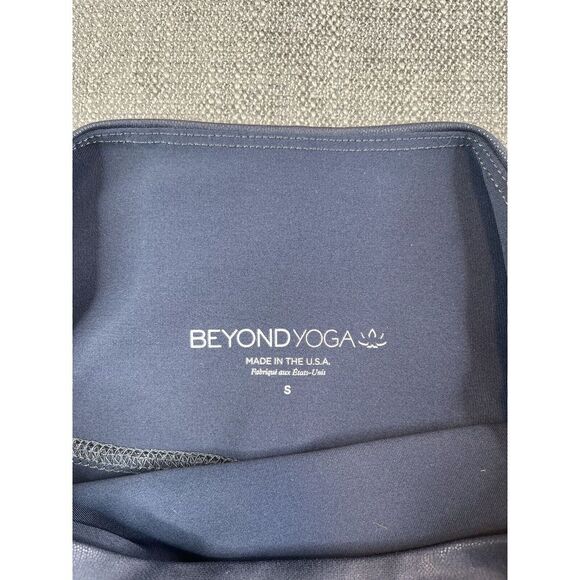 Beyond Yoga Leggings Womens (S) Navy Blue Leatherette High Waisted Midi - Picture 8 of 9
